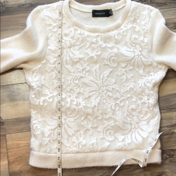 MINKPINK White Lace 15% Wool Sweater - sz XS - Picture 10 of 10